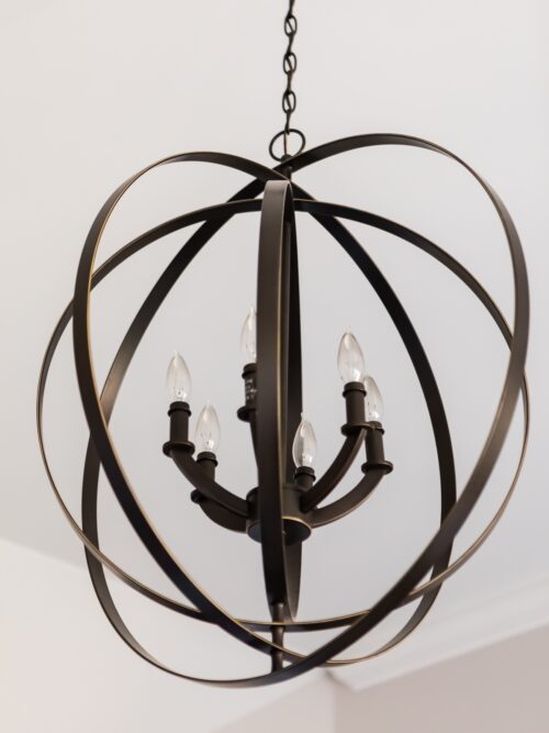round brown metal chandelier