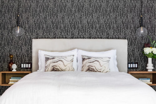 LK Design of Durham master bedroom interior design bed